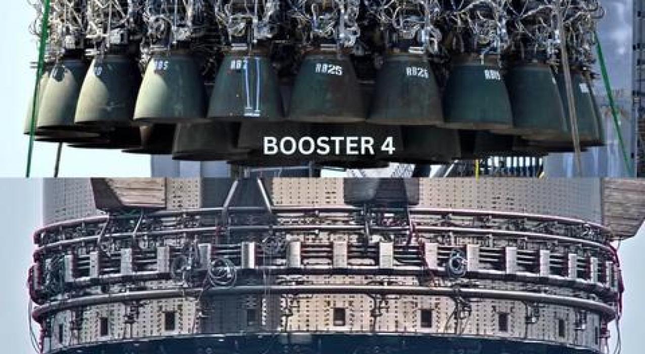 Эволюция Starship, наглядно: появилось свежее фото новейшего ускорителя Super Heavy с двигателями Raptor 3