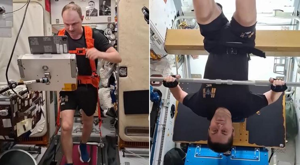 Роскошный спортзал с видом на Землю: космонавты на МКС показали, как они занимаются спортом