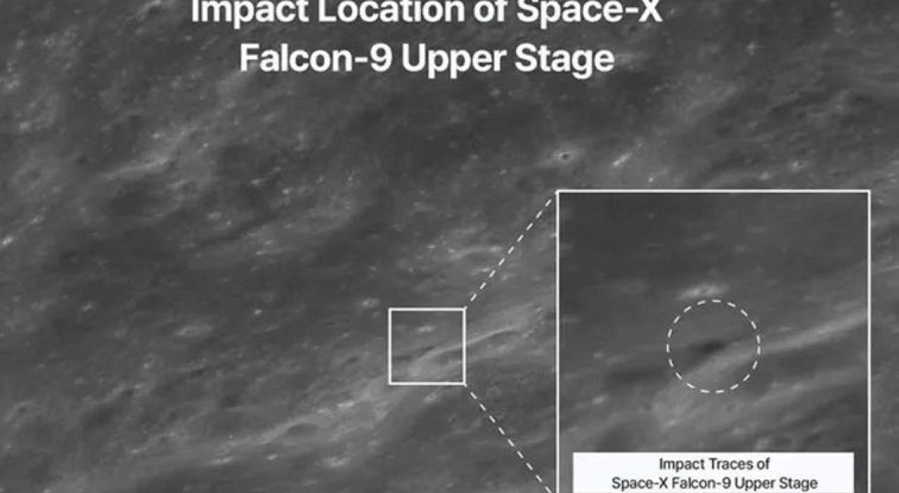 Появились кадры кратера на Луне от падения ракеты Falcon 9