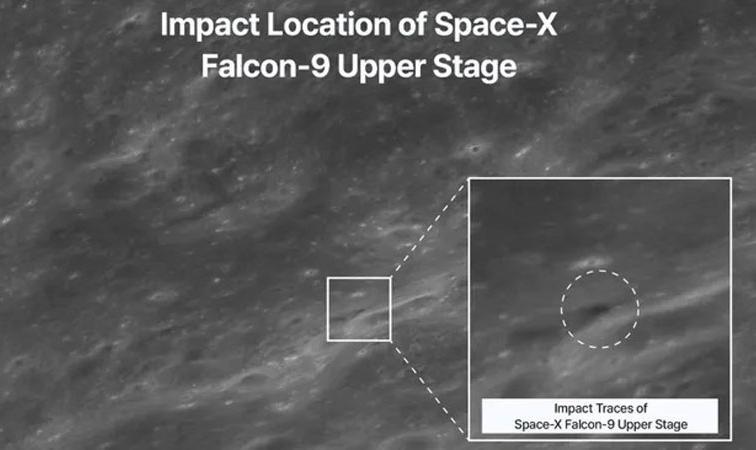 Появились кадры кратера на Луне от падения ракеты Falcon 9